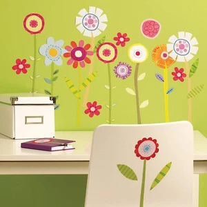 Green Garden Peel and Stick Flowers Wallies Wall Art - Picture 1 of 2