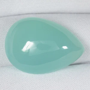 53.77 ct RARE GLOW BLUE GREEN NATURAL CHALCEDONY  Pear Cabochon  See Vdo 0888 NO - Picture 1 of 2