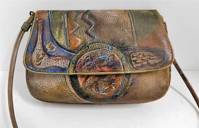 Bolso sin asas pequeño de cuero azteca pintado a mano Jane Yoo EE. UU. Foto 1 de 4