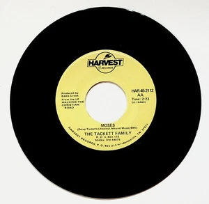 The Tackett Family Moses Gospel Christian Vinyl 45 Record PROMO - Picture 1 of 2