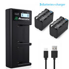 2pcs 8800mAh NP-F970 Battery +LCD Charger For Sony NP-F330 NP-F550 NP-F960