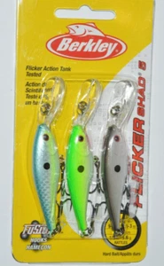 3 lures berkley flicker shad size 5 rattle 2" 1/5oz assortment bass crankbait - Picture 1 of 3