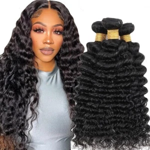 Deep Wave Bündel Echthaar 3 Bündel 300G 18 Zoll + 20 Zoll + 22 Zoll Remy Hair Weft Weave - Bild 1 von 6