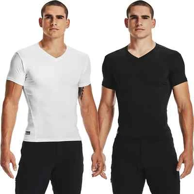 Under Armour Mens V-Neck Tactical HeatGear Compression Wicking T-Shirt - 1216010 - Image 1 of 4