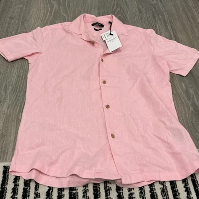 Kenneth Cole New York Shirt Linen Pink Button Up NWT Slim Fit Men’s Size: Small - Image 1 of 3