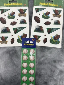 Vtg Beistle Football Baseball Sports Stickers 3 Packs Acid Free 1998 Game Day - Picture 1 of 8