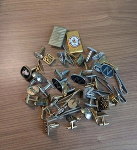 VINTAGE HERREN Set Manschettenknöpfe Clips Krawattennadel Geldklammern  - Bild 1 von 6