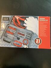 31-PC EMERGENCY ROADSIDE KIT INCLUDES INSULATED JUMPER CABLES & WORK GLOVES NEW!