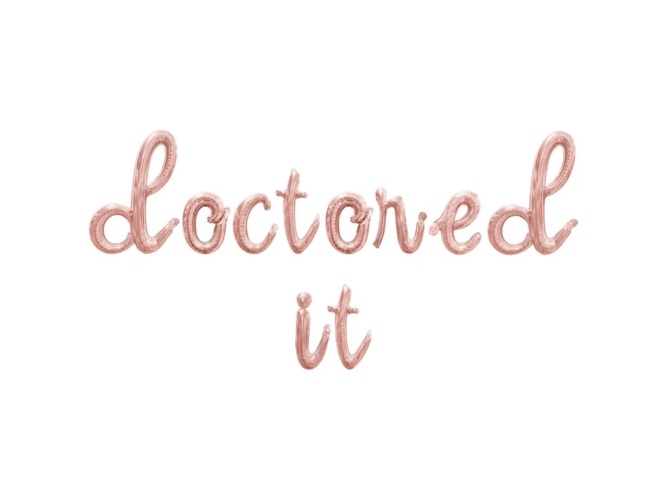 Doctored IT Cursive 信气球横幅,医疗或博士毕业派对装饰 — 第 1/4 张图片