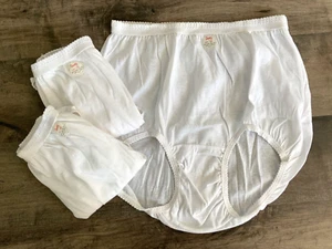 (3) NEW Vintage QUALITY Brand White COTTON Blend GRANNY PANTIES Mushroom Sz 13 - Picture 1 of 7