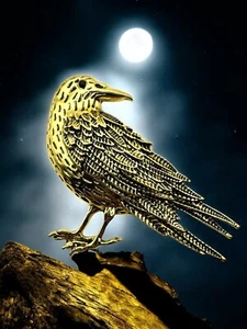 New Stunning Goldtone Raven Brooch or Pendant. E327 - Picture 1 of 7