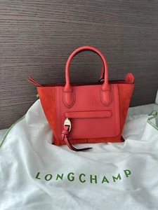 Longchamp Mailbox Leather and Suede Top handle bag, Red Brick - Picture 1 of 3