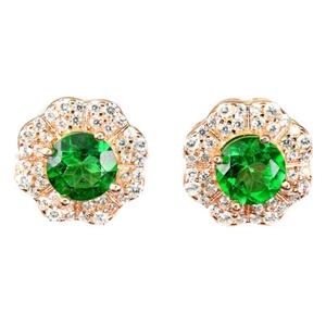 925 Sterling Silver Surface Coated Round Topaz 6mm Simulated Cz Earrings - Picture 1 of 10
