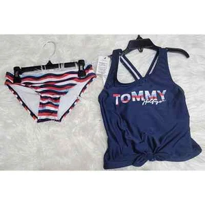 Big Girls Logo Wave Print Tankini, 2 Piece Small “7”  Bathing Swimsuit Small 360 - Picture 1 of 2