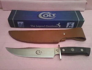 NIB Complete Unicorn Rare & Flawless Colt CT1 Checkered Wood Handle Bowie Knife - Picture 1 of 18