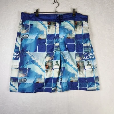 Pantalones Cortos de Tabla Bud Light Para Hombre Bañador Surf Playa Azul Blanco XXL Foto 1 de 4