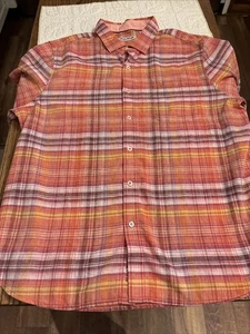 Tommy Bahama Island Zone Mens XL Long Sleeve Button Shirt Orange Plaid - Picture 1 of 8