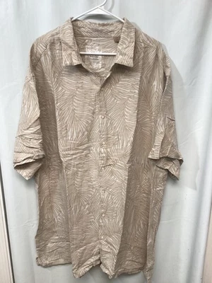 Tasso Elba Island Tan 3XLT Short Sleeve Silk/Linen Blend Hawaiian Style B6 - Image 1 of 4