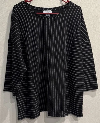 Camisa Liz Claiborne Plus 3X Negra Transparente Mezcla Poliéster con Rayas Plateadas Foto 1 de 4