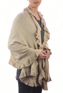 Ladies Winter Evening Knit Stole Cape Shawl Wrap Long Big Scarf Ruffled SOFT - Picture 1 of 33