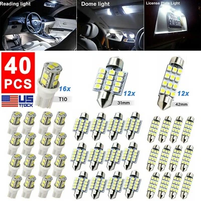 For Nissan 40pcs LED Interior Lights Bulbs Kit Car Trunk Dome License Plate Lamp — 第 1/4 张图片