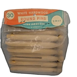 30 White Hardwood Round Pins  Extra Large Size  H38-6/1   West Germany - Picture 1 of 6