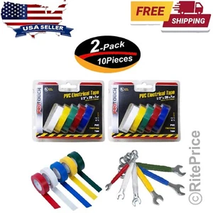 10 Pcs Colored Electrical Tape 1/2 In. X 20 Ft. PVC Premium Grade - New - Picture 1 of 6
