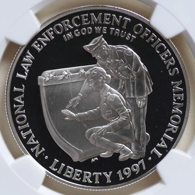 1997 P Law Officers Memorial NGC PF69 Ultra Cameo Commemorative Silver Dollar - Image 1 of 4