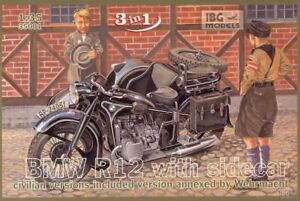 1/35 IBG 35001 BMW R12 Motorcycle with Sidecar - Civilian versions ( 3 in 1)