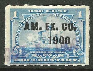 AM EX 1900 Proprietary Cancel Battleship Revenue 1 Cent US 9B43 - Picture 1 of 2