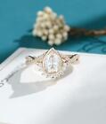 D/Vvs1 1.25Ct Pear Cut Colorless Moissanite Engagement Ring 14K Yellow Gold Over