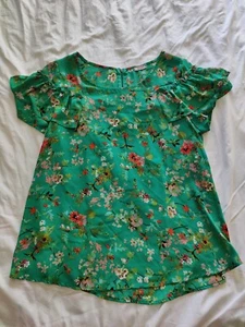 Eyeshadow Women's Top Blouse Green Flowers - Imagen 1 de 5