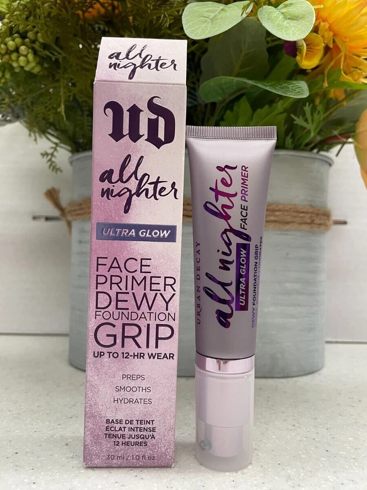 Urban Decay All Nighter Face Primer Dewy Foundation Grip Ultra Glow BNIB 1 oz - Image 1 of 1