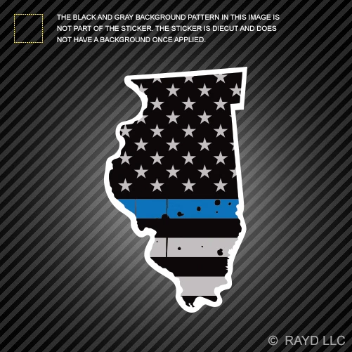 Adhesivo de bandera de Estados Unidos en forma de estado de Illinois delgada línea azul envejecida policía Foto 1 de 1