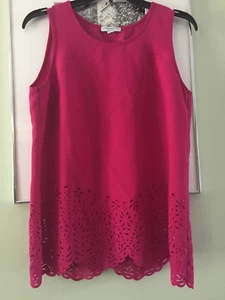Katherine Barclay Laser Cut Sleeveless Top Blouse Large Red Size S - Picture 1 of 5
