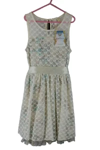 Disney Cinderella Girls Cream Multi Sleeveless Holiday Party Dressy Dress 10 - Picture 1 of 5