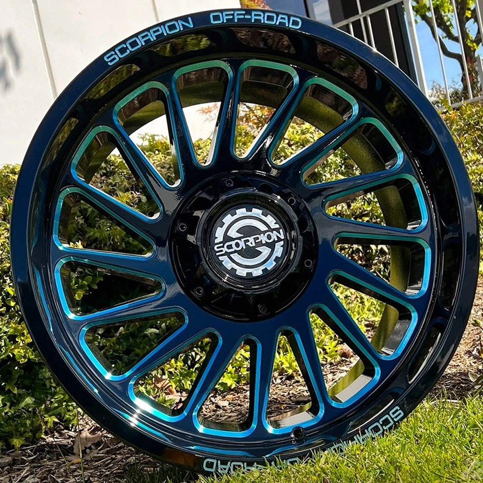 Scorpion Saw 20x9 6x135/6x5.5" +12mm Black/Blue Wheel Rim 20" Inch Foto 1 de 4