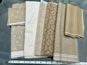 Lot Of 5 Neutrals - Quality Name Brand Quilt Fabric - See Photos For Sizes - Picture 1 of 6