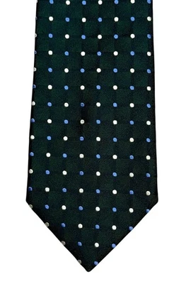 Charvet Paris France Silk Neck Tie Necktie Deep Emerald Green Polka Dots Grid - Image 1 of 4