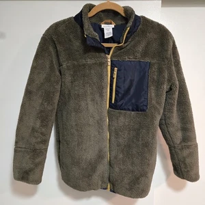 Tommy Bahama Youth XL 14 Sherpa Fleece Jacket Gray Navy Zip Pocket Warm Cozy - Picture 1 of 7
