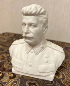 Vintage Porcelain Bust of Joseph Stalin USSR 1970s Biscuit Porcelain White - Picture 1 of 13