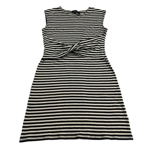 Theory A-Line Dress Women's Small Black Ivory Stripes Sleeveless Pima Cotton - Picture 1 of 5