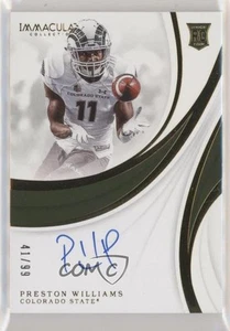 2019 Panini Immaculate Collegiate /99 Preston Williams #158 Rookie Auto RC - Picture 1 of 4