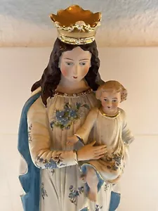 Porzellan Statue Maria Mit Jesus Mutter Gottes Madonna Gemarkt 1616 51 Cm Hoch - Bild 1 von 9