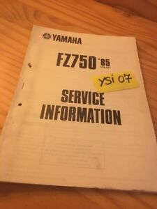 Yamaha FZ750 1985 Fz 750 Servicio Información Técnica Técnico Datos