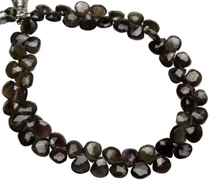 Staurolite Gemstone Faceted Heart Briolette 7mm 7.5mm Size Beads 8" Strand - Picture 1 of 10