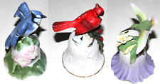Avon Vintage Ceramic Porcelain Bird Bells Cardinal Blue Jay Hummingbird Set of 3