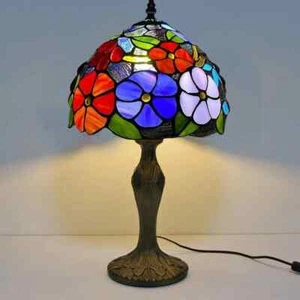 Tiffany Stained Glass Table Lamp, Handmade Antique Bedside Lamp - Picture 1 of 11