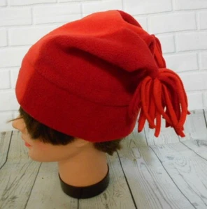 Gap Womens Red Orange Small Pom Pom Polyester Beanie Hat Grunge Biker Goth - Picture 1 of 6