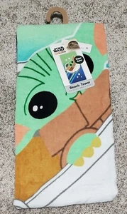 Disney Star Wars The Mandalorian Baby Yoda Beach Towel 27” x 54” NEW WITH TAGS - Picture 1 of 2
